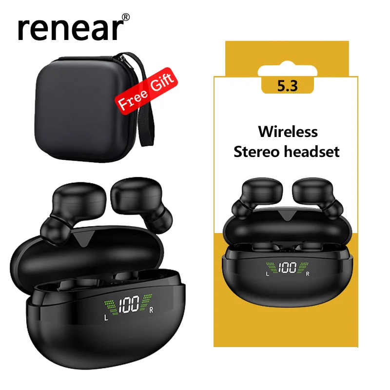 E2 Earphones True Wireless 5.3 Bluetooth TWS Earbuds Sports Noise Cancelling HIFI Lossless Sound Headsets With Microphone Renear