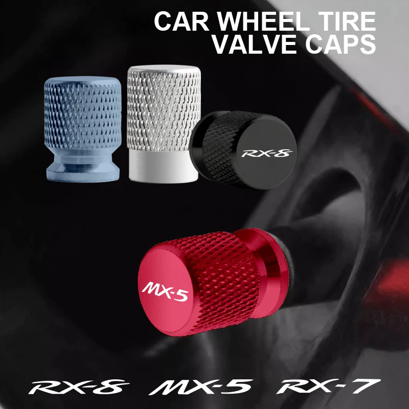 4Pcs For Mazda MX5 RX8 RX7 MX-5 RX-8 RX-7 Logo Letter Emblem Car Tire Valve Caps Badge Metal Cap Case Accessories