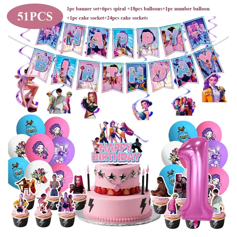 Geburtstagsparty-Dekorationsset Cartoon-Film-Mädchen Motiv Teller Becher Servietten Luftballons Baby-Shower-Party Geschenk
