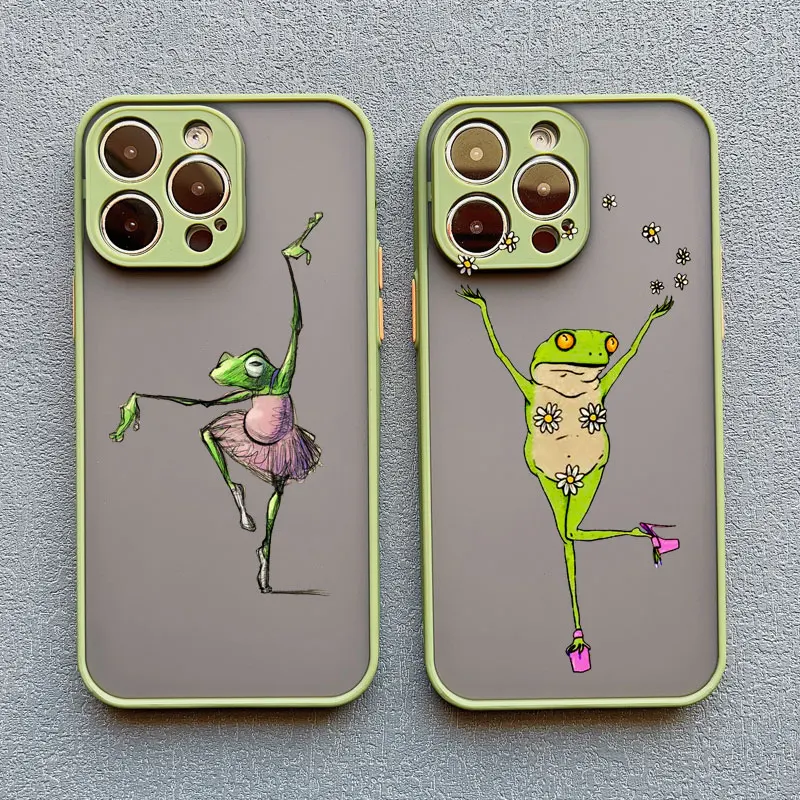 

Cartoon Cute Frog Dance Phone Case For iPhone 15 Pro Max Case funda iPhone 11 13 12 14 Pro Max XR XS X 7 8 Plus SE2 Back Covers