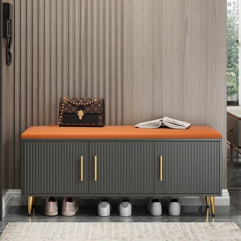 Shoe changing stool and shoe cabinet can be integrated to sit at the door, and household light luxury soft package cushion stool