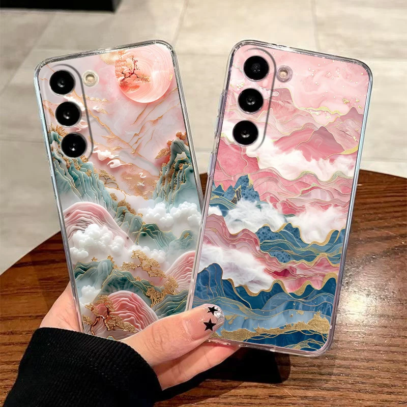 Artistic Mountains Transparent Phone Case for Samsung Galaxy A37 A57 A16 A14 A12 A22 A24 A42 A50 A70 A20 A30 A40 Soft TPU Cover