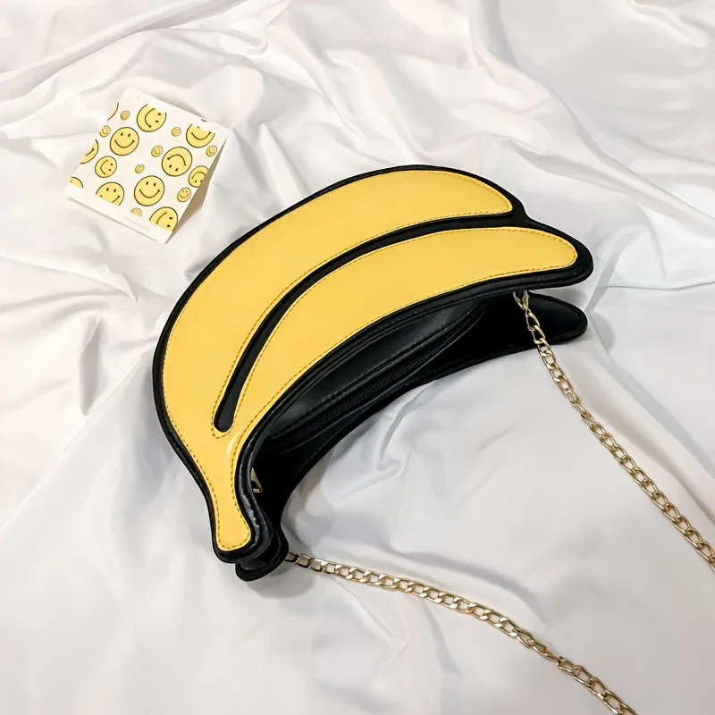 Novelty Fruit Shape PU Leather Bag Women Chain Crossbody Shoulder Purse Watermelon Orange Banana Mobile Phone Pouch