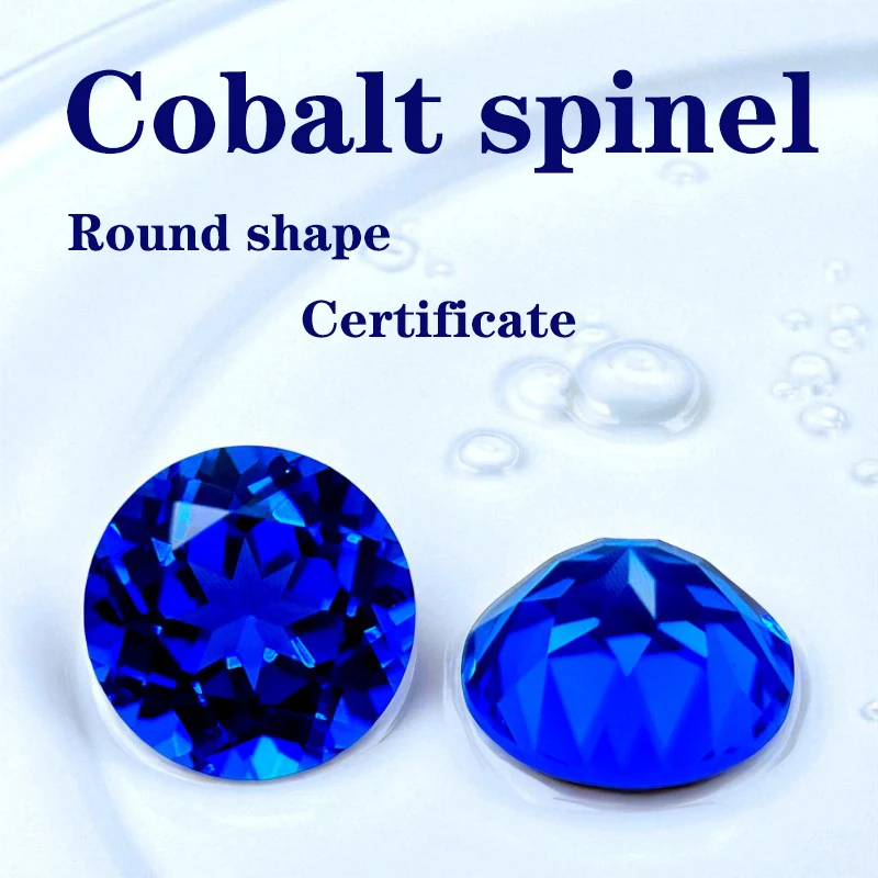 

Lab Grown Cobalt Spinel VVS1 Round Shaped Diamond for DIY Charms Jewelry Making Materials with Certificate Factory Wholesale