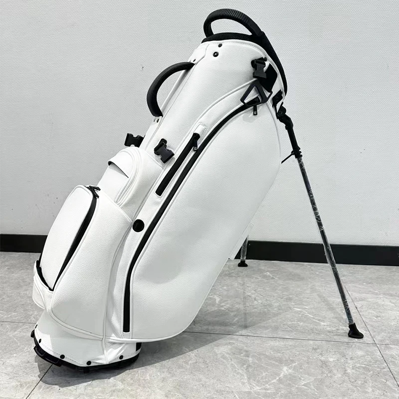 Hot Sale Black PU Leather Golf Bag Custom Logo Stand Attachment Portable Embroidery Golf Stand Bag For Men