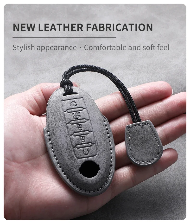 5 Knöpfe Leder Auto Schlüssel etui Abdeckung Shell für Nissan Teana X-Trail Qashqai Sylphy Auto Schlüssel Schutzhülle für Infiniti – Detail 4