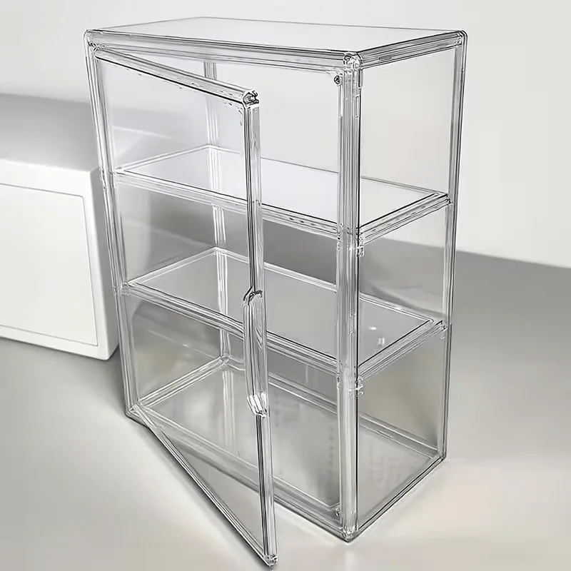 

3-Tier Clear Display Case with Magnetic Door Heavy Duty Acrylic Construction, No Assembly Required