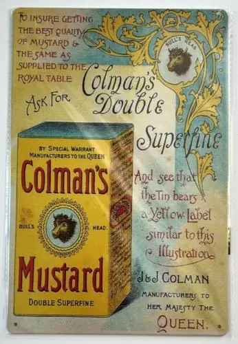 Colman's Mustard Vintage Novelty Metal Sign 12 x 8 Wall Art