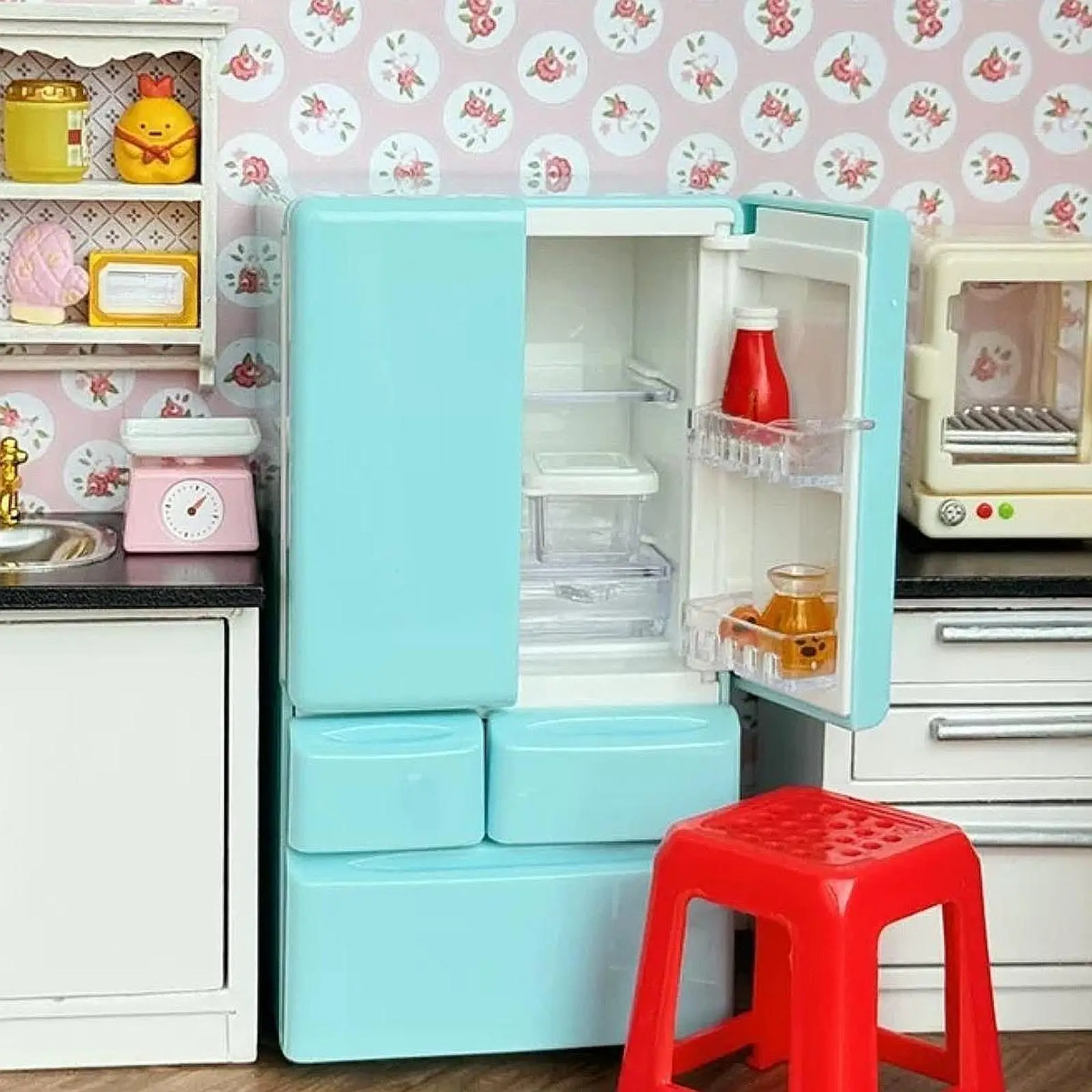 1/12 Dollhouse Miniature Refrigerator Dollhouse Furniture Portable Photo Prop