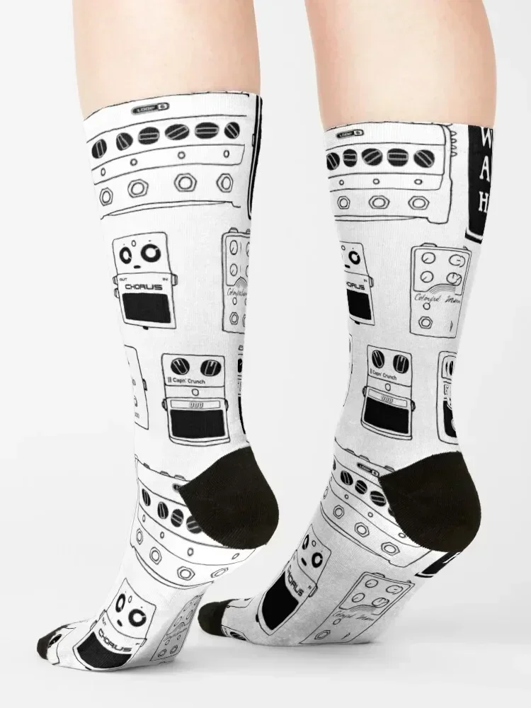 دواسات الجيتار تسجيل استوديو مهندس عازف الجيتار والعتاد تأثير القدم الدواسات الموسيقى التوضيح القدح ملصق تي شيرت الخ... الجوارب