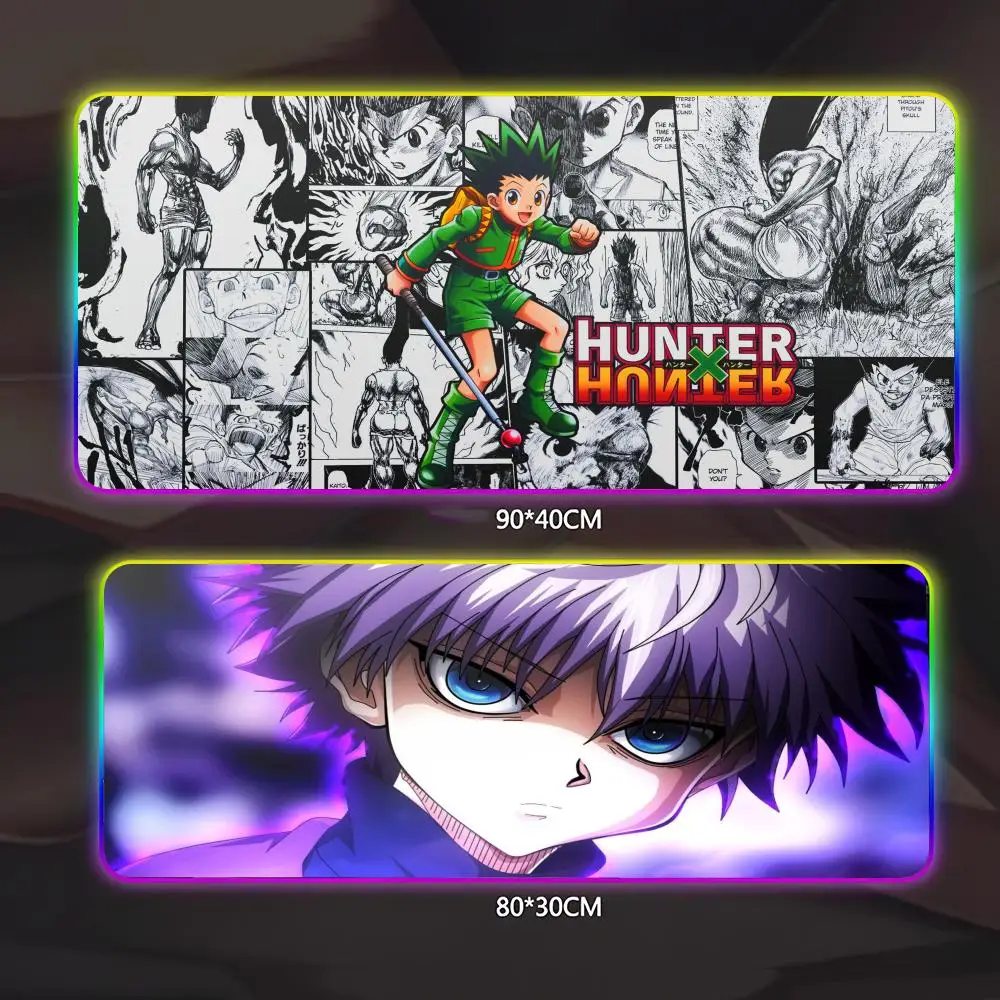 

Аниме H-Hunter X Hunters коврик для мыши геймер люминесцентный светодиодный коврик для мыши игровой стол Rgb настольный коврик клавиатура коврик для ПК