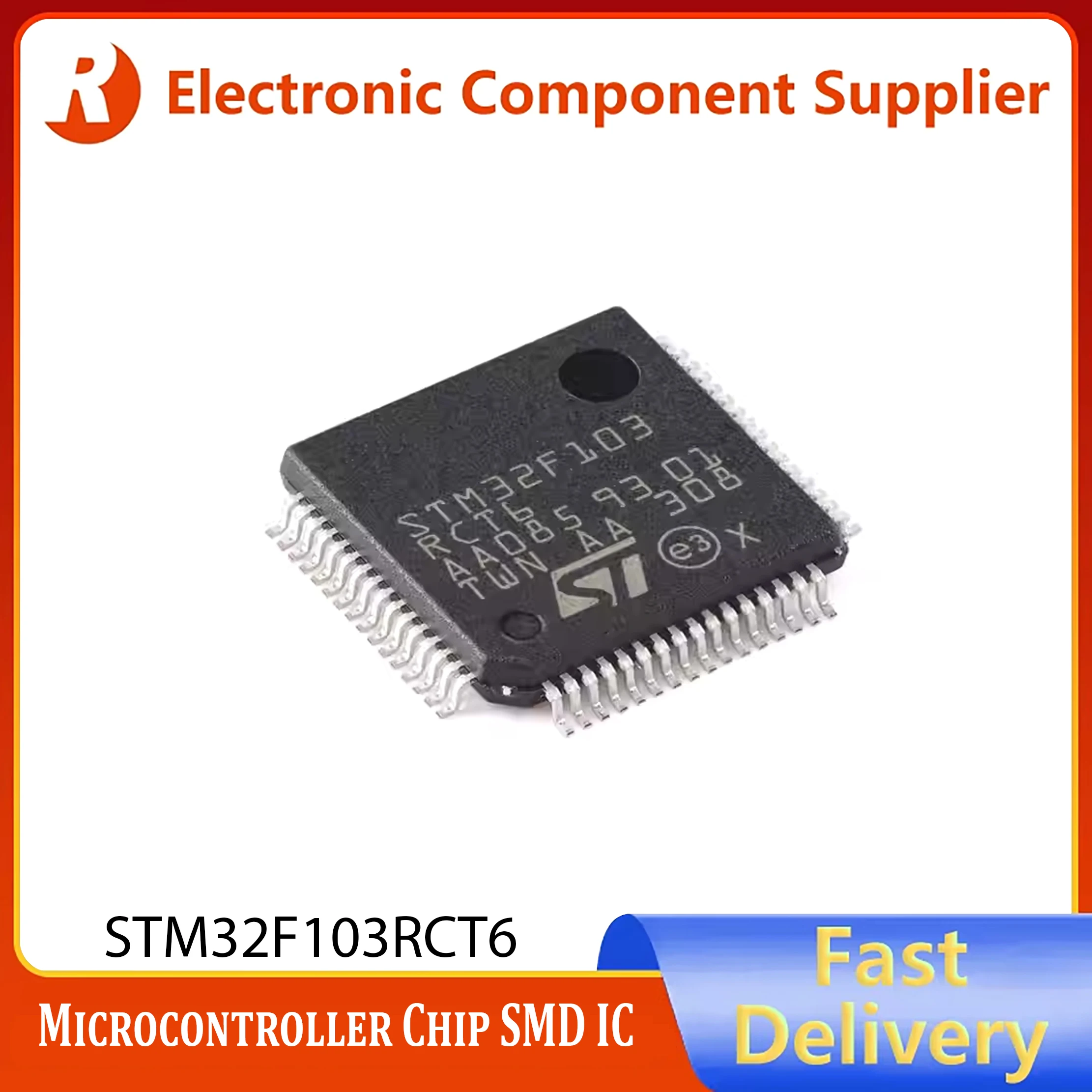 2PCS  STM32F103RCT6 LQFP-64 STM32F103 RCT6 ARM Cortex-M3 72MHz 2V~3.6V 256KB FLASH RAM：48KB Microcontroller Chip SMD IC