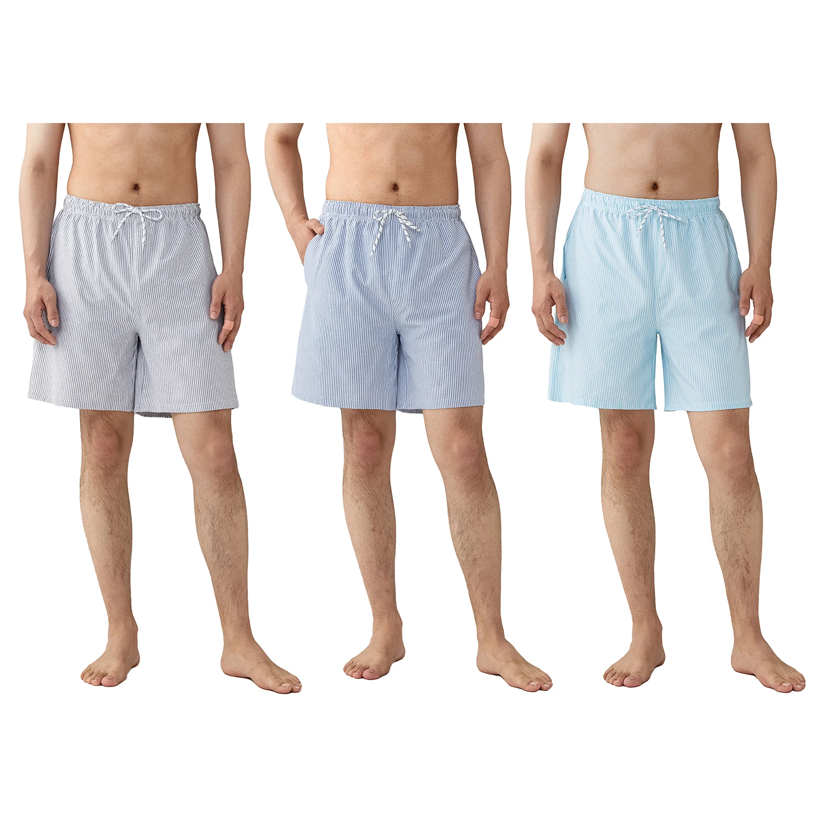 Heren Gestreepte Print Boardshort Trekkoord Strandshort Zomer Heren Elastische Taille Strandkleding Met Zakken Boardshort