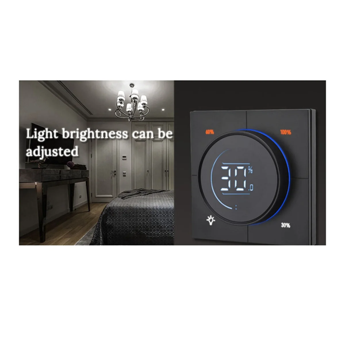 A17Z Infinite Knob Dimmer Regulator Zigbee 3.0 PC Panel Wall Light Switch 150-300W AC 110-240V Digital LCD Yandex(Black)