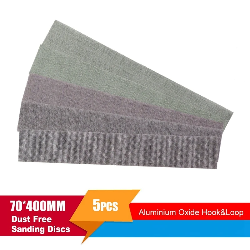 ABRE-10 Uds. Discos de lijado abrasivos sin polvo de malla de 400x70mm papel de lija de molienda en seco antibloqueo bucle de gancho de grano 80 a 320
