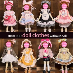 30cm Doll Clothes 1/6 BJD Dolls Forest Ghost Mom Lolita Princess Style Multi layer Cake Skirt Dress Cute Checkered Set Girl Baby