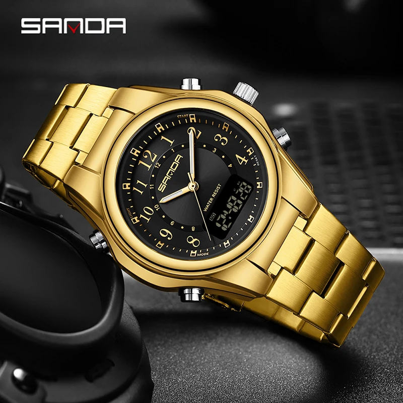 SANDA Digital Men Military Watch Waterproof Wristwatch LED Quartz Clock Sport Watch Male Electronic Watch Men Relogios Masculino