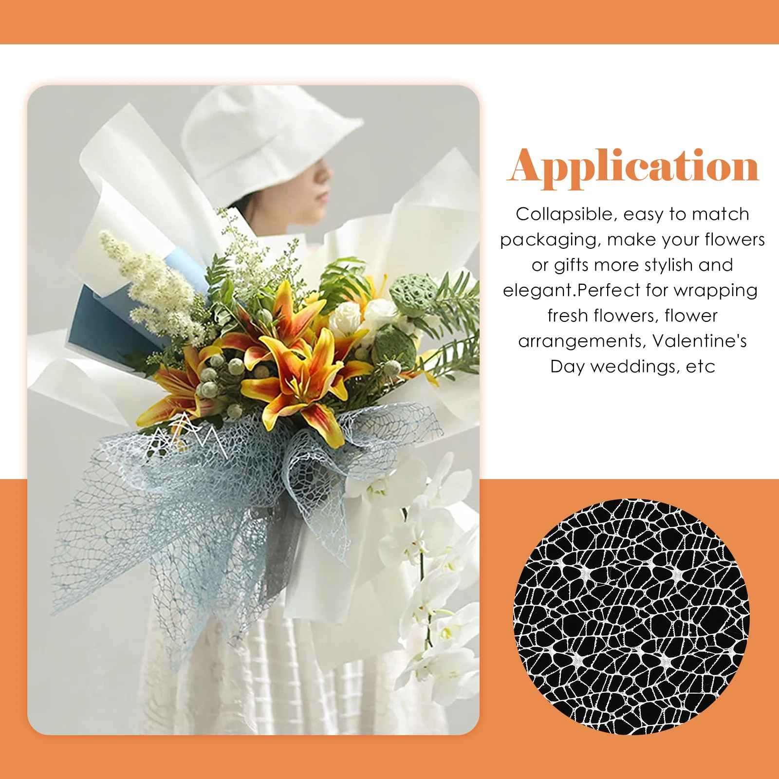 

1 Roll Bouquet Wrapping Gauze Durable Polyester DIY Flower Packaging Mesh Floral Packing Material for Gift Basket Flower Wrap