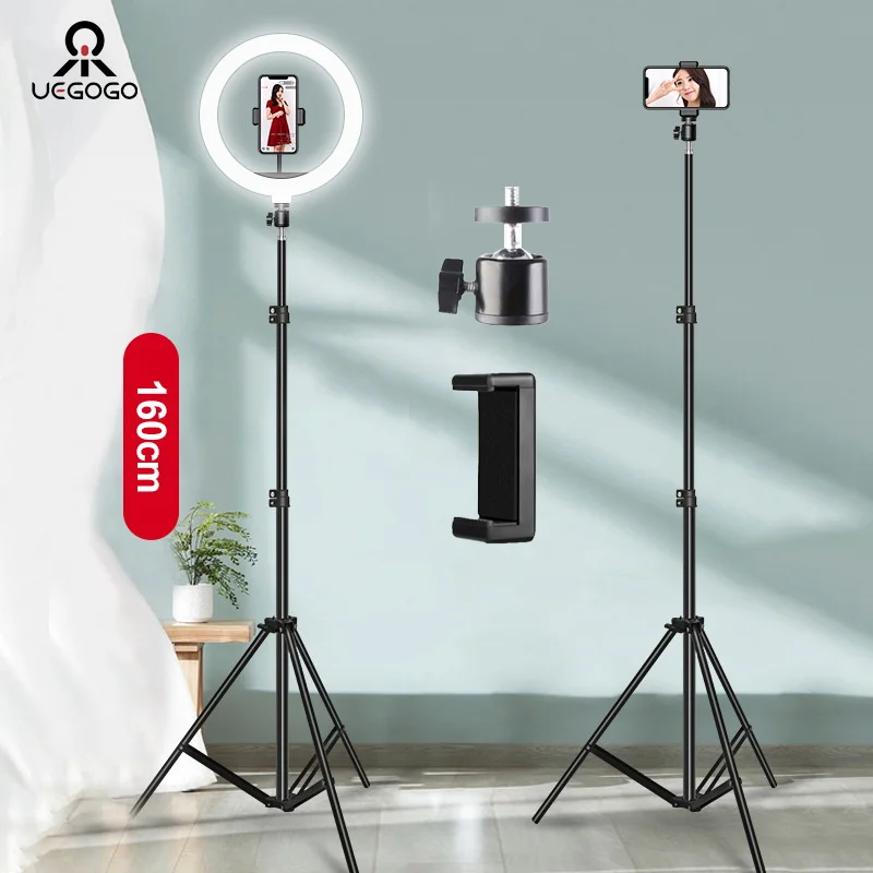 

UEGOGO 160cm Live Broadcast Tripod Landing Type Camera Anchor Selfie Light Frame Metal Thermometer Phone Holder