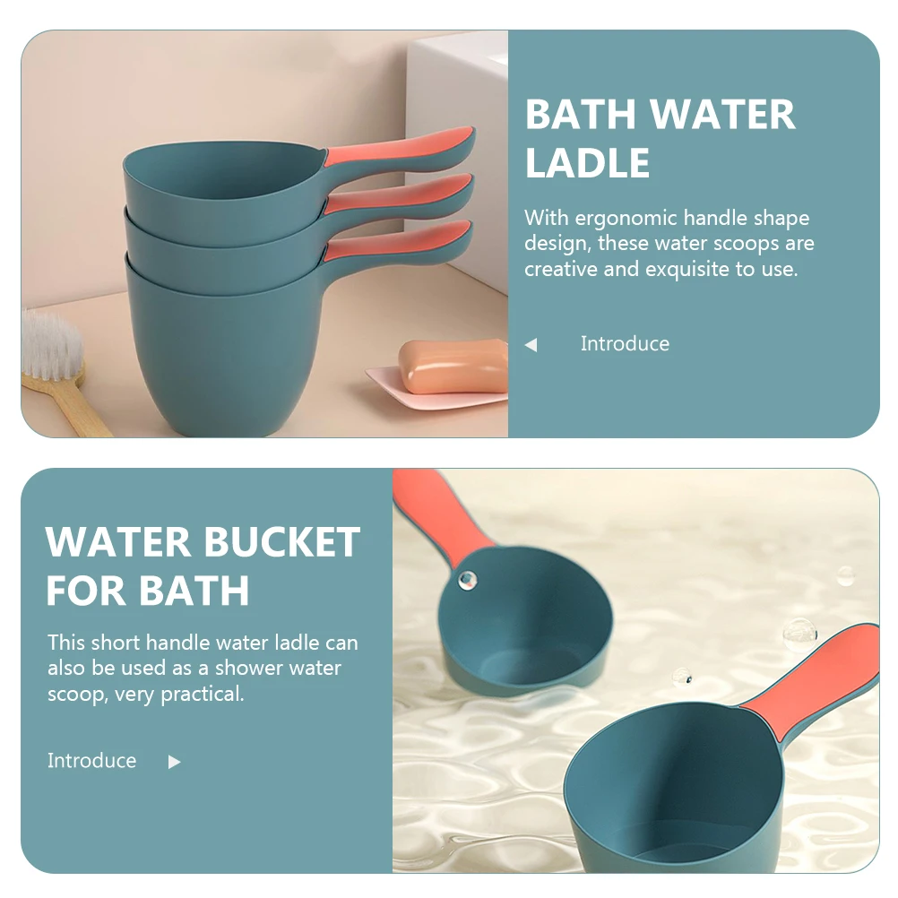 

3pcs Bath Spoon Ladle Shower Water Scoop Plastic Ergonomic Handle Comfortable Durable Lightweight Bath Bucket Bathroom Mug