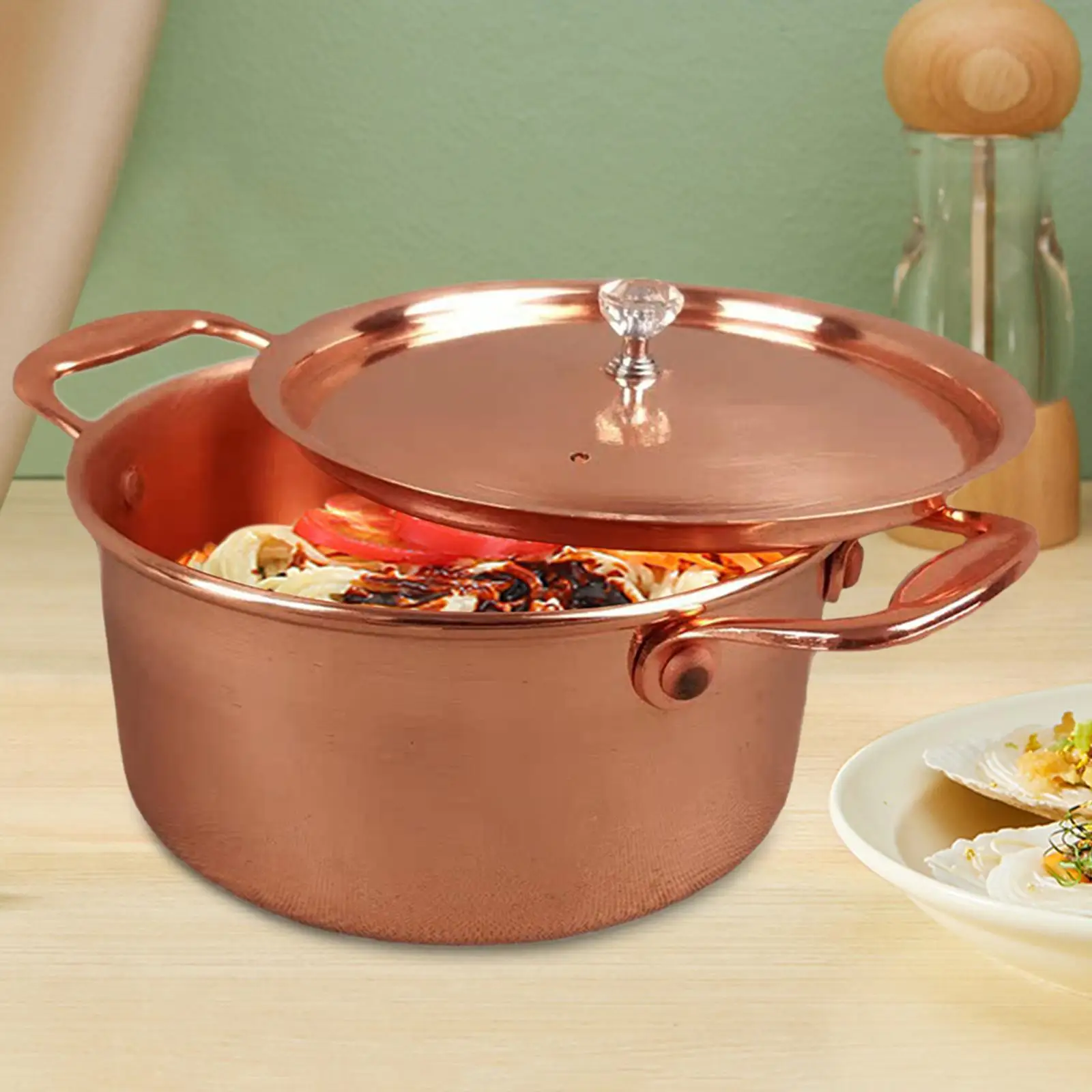 

Korean Ramen Pot with Lid Multifunction Household Kimchi Soup Pot Cookware Ramen Cooking Pot for Picnic Noodle Stew Curry Pasta