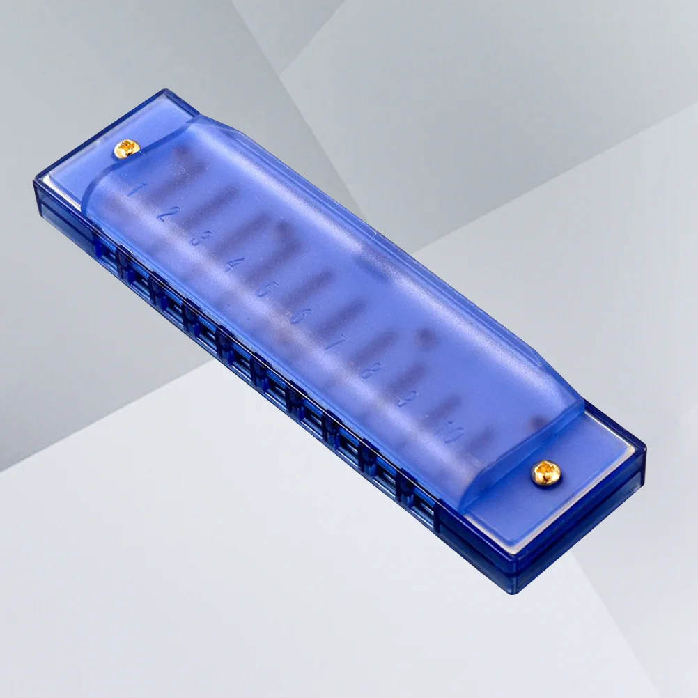 

10 Hole Harmonica Plastic Music Instrument Small Size Educational for Beginners Kids Gift Blue Perfect Tone 10 Hole Harmonica
