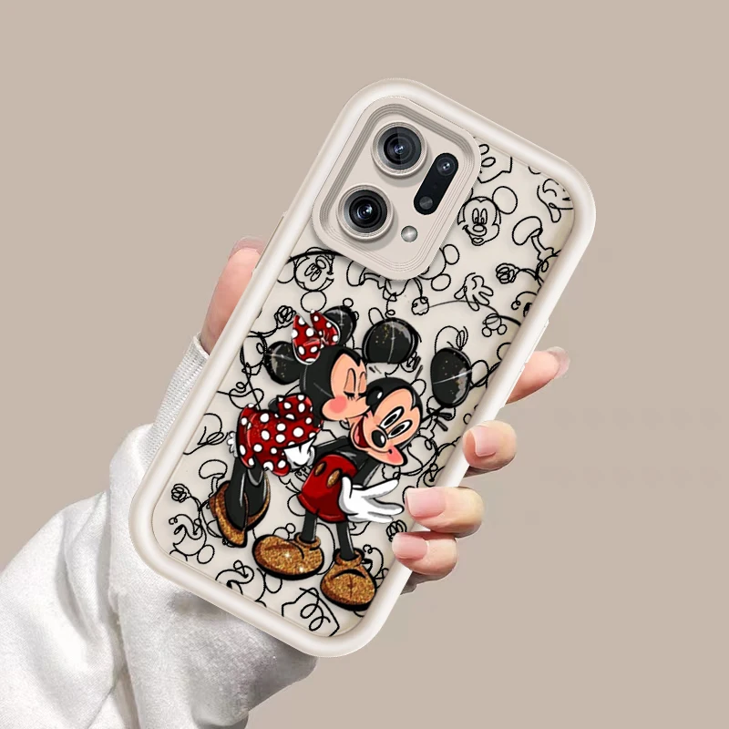 Disney Mickey Minnie For OPPO A98 94 92 78 76 74 72 58 57 54 53 2020 Reno10 8 7 Find X5 3 Pro 5G 4G Soft Eye Ladder Phone Case