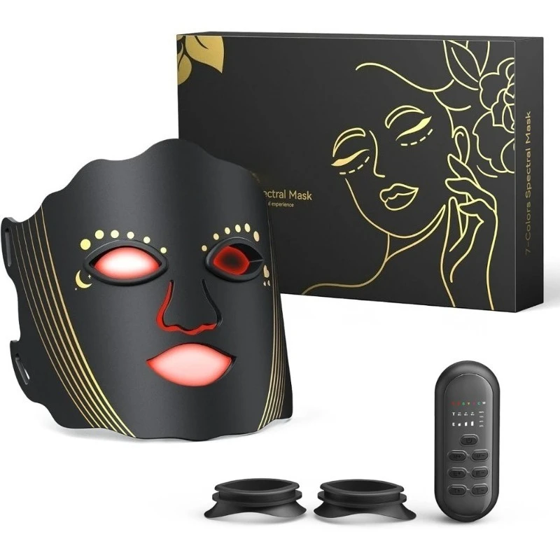 قناع علاج بالضوء الأحمر قناع وجه LED مع جهاز علاج بالضوء قابل لإعادة الشحن عن بعد للاستخدام المنزلي #1