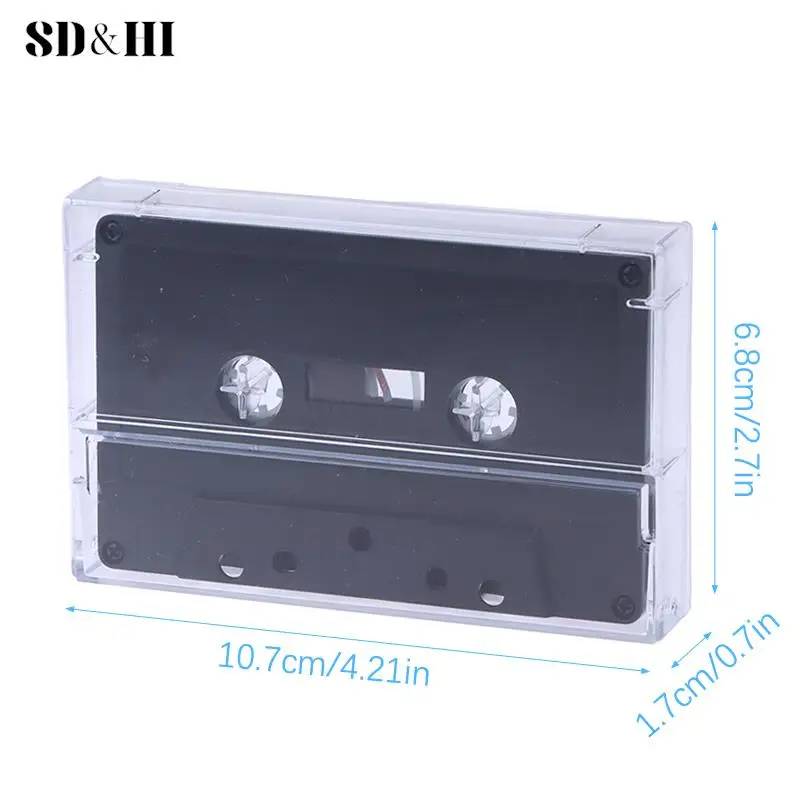 Boîte de Rangement Transparente pour Cassette Standard, Lecteur de Cassette Vierge avec 45 Formations Magnétiques pour Audio, Musique, Statique, 1 Ensemble