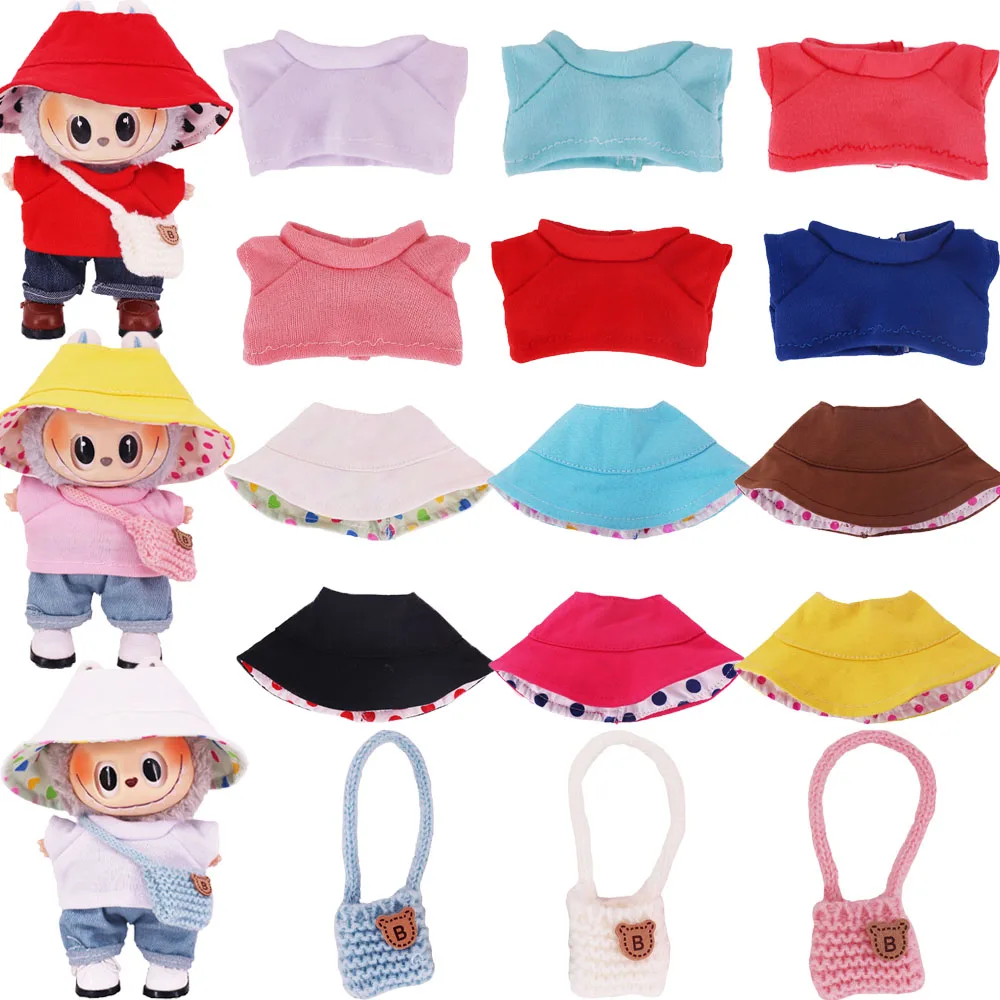 Doll Clothes,High-Quality T-shirt, Hat, Knitted Bag ,17 CM Doll Accessories,labubu Clothes,Birthday Festival Gifts,Kid Toys,Girl