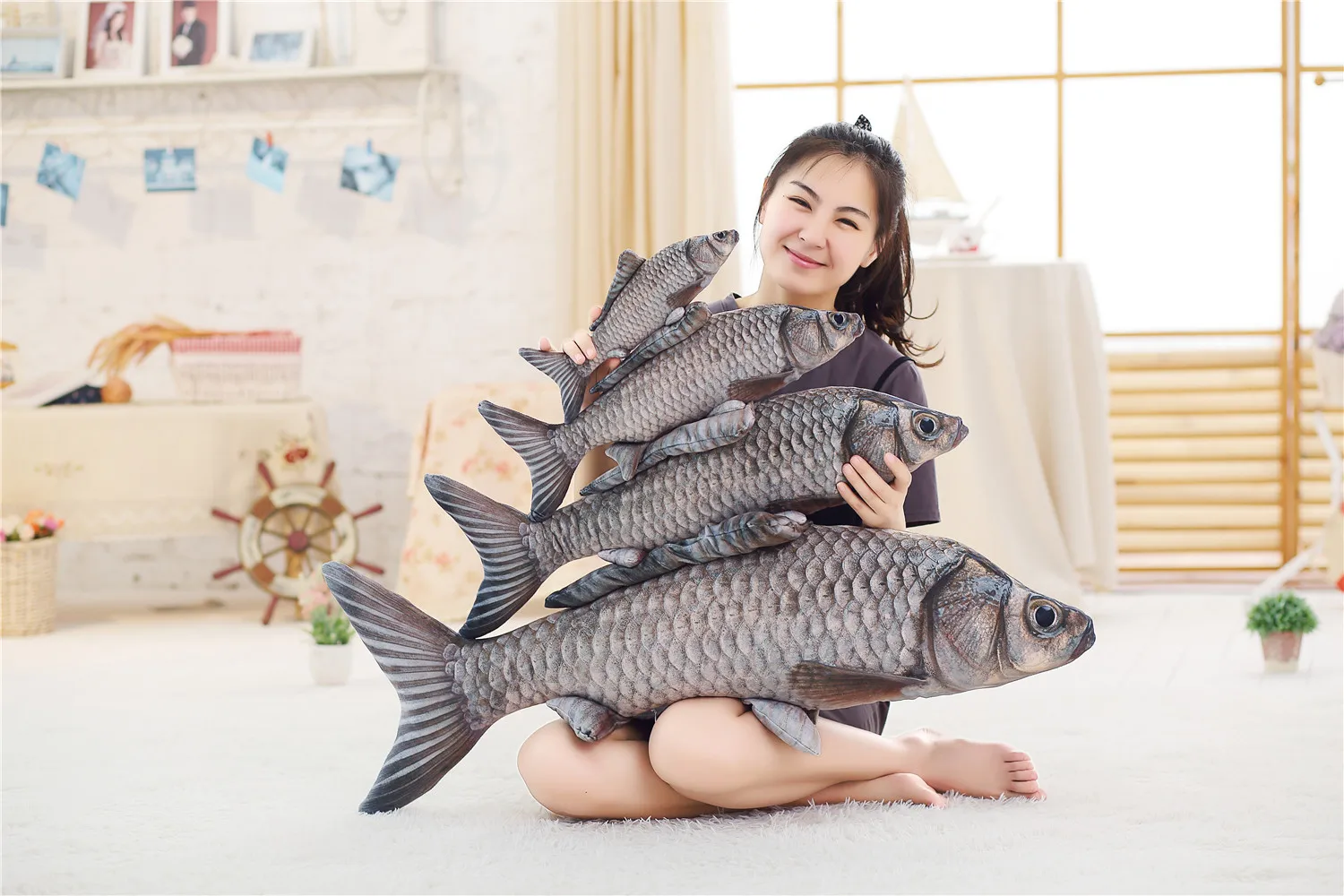 1Pc ปลาจำลองตุ๊กตาของเล่นตุ๊กตา Real Life Sea สัตว์สีแดงหางปลาสร้างสรรค์ของขวัญวันเกิดหมอนสำหรับเด็กตุ๊กตาของเล่น