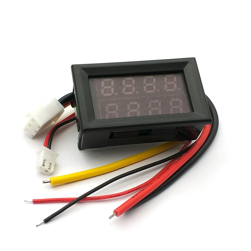 Mini Voltímetro Digital com Dual Display LED, Amperímetro, Tensão, Corrente, Medidor, Tester, Azul, Vermelho, 4 Bit, 5 Fios, DC 100V, 10A, 0,28 em