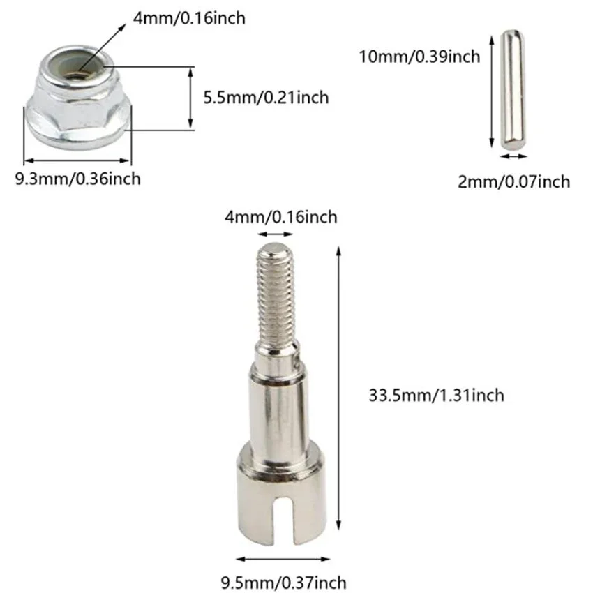 HBX M16107 Metal Rear Wheel Shafts  Pins & Lock Nut M4 for Haiboxing 1/16 RC Truck 16889 16890
