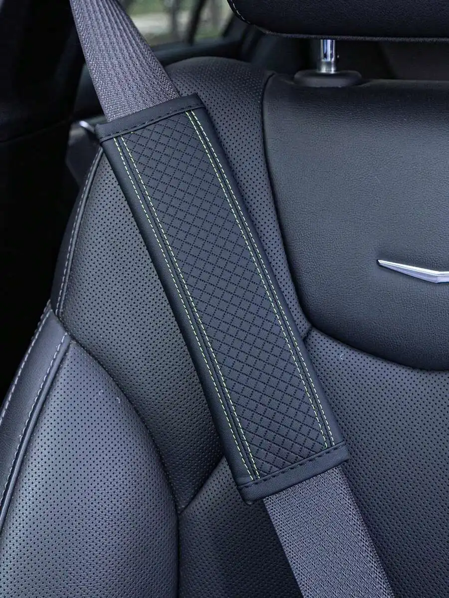 Car Seat Belt Shoulder Pad, Embossed Fiber & PU Leather, Universal Car Seat Belt Shoulder Pad, Suitable For All Year Round,Car