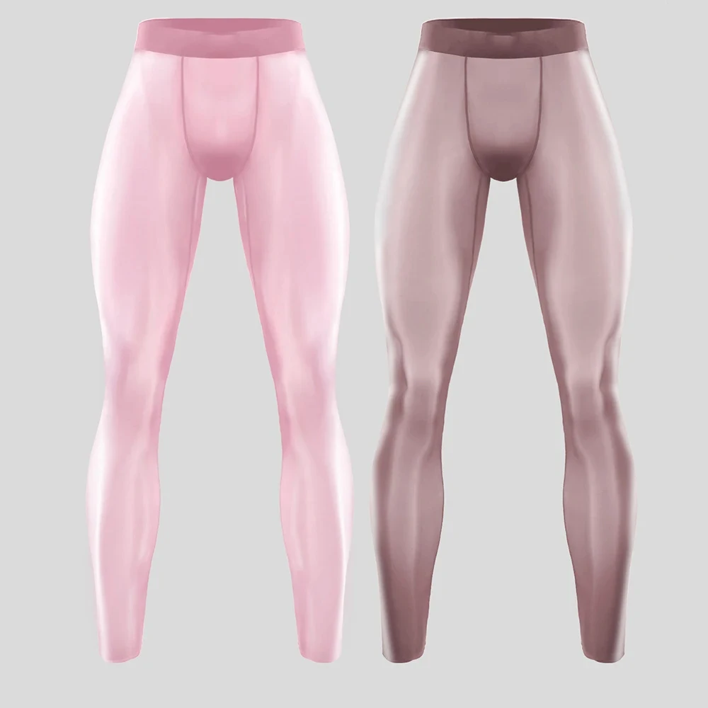 Ultra-thin Sheer Fitness Leggings Men Plus Size Tight Sexy See Through Elastic Sport Pants