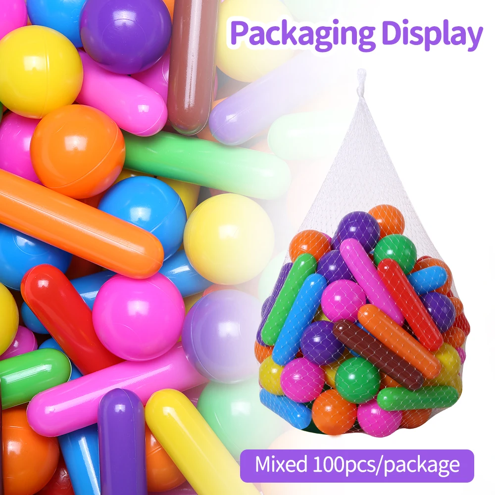 4.92 인치 100pcs 볼 핏 볼 칼럼 및 원형 모양 믹스 색상 공 플라스틱 실내 놀이터 욕실 장난감