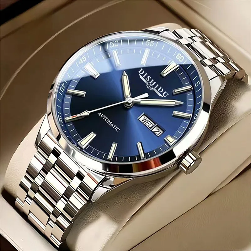 Simple business men's watch waterproof luminous temperament double calendar luxury steel band men's watch