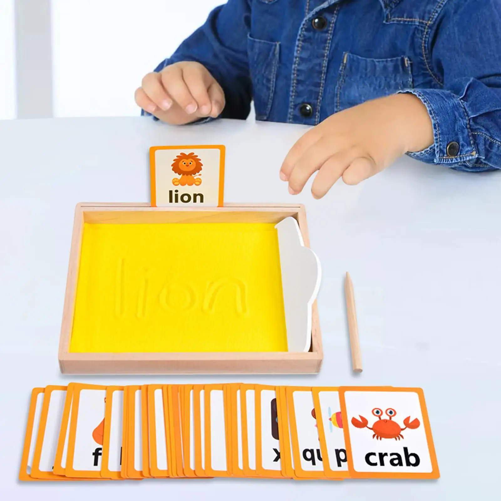 Wooden Alphabet Sand Tray, Montessori Sand Writing Tray, Wood Sand Writing Tray,