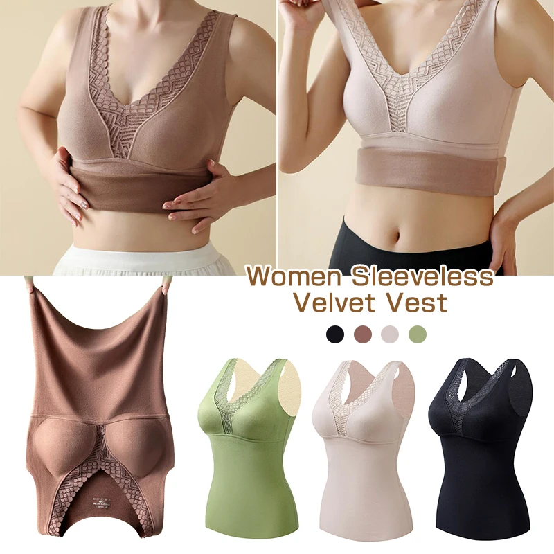 Kaus Tank top wanita, baju Dalaman termal tanpa lengan, dalaman hangat musim dingin untuk perempuan