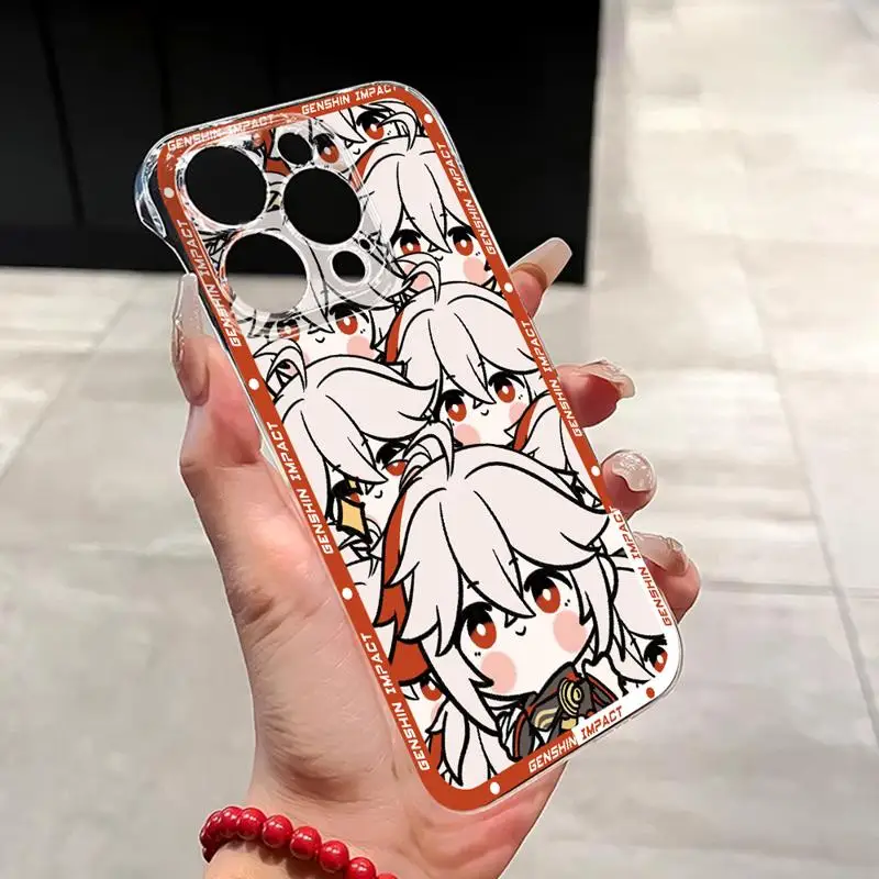 Cute Kaedehara Kazuha Kaveh phone case for Apple iphone 16 15 pro max cases 11 16plus 12 14 13 borderless cooling clear fundas