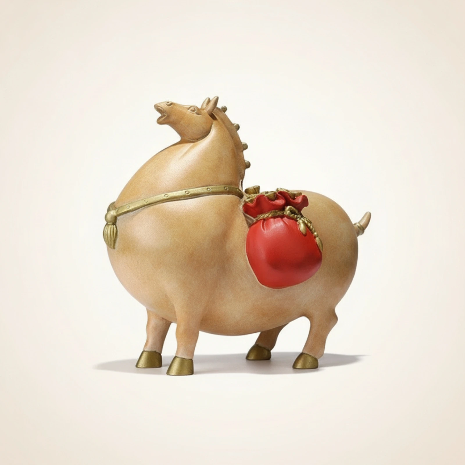 Horse Figurine with Wealth Bag Brass Horse Figurine Wealth Traditional for Office, Living Room view 3