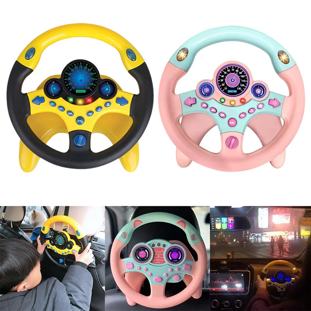 Electric Simulated Driving Steering Controller Portable Wheel Copilot Toy With Light And Sound Educational Sounding For Kid Gift