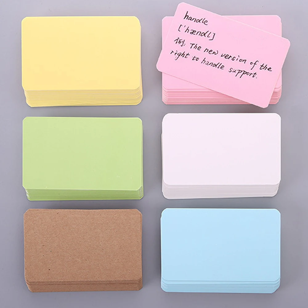 100Pcs/box Kraft Paper Card Color Blank Business Card Message Thank You Card Writing Card Label Bookmark Learning Card Supplies