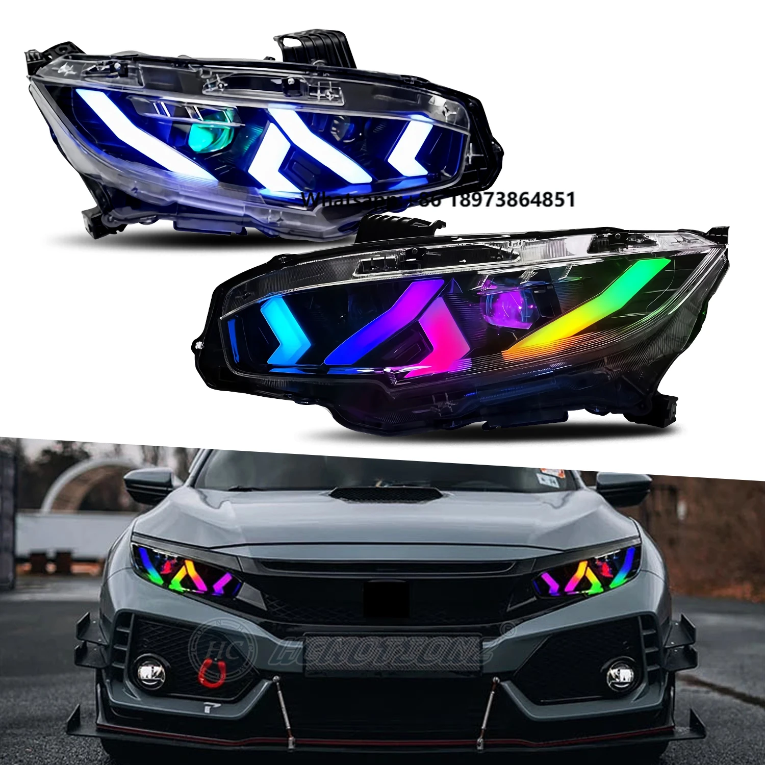 

Car Assembly Accessories Front Lamps 2016-2021 DRL Styling RGB LED Head Lights Headlights