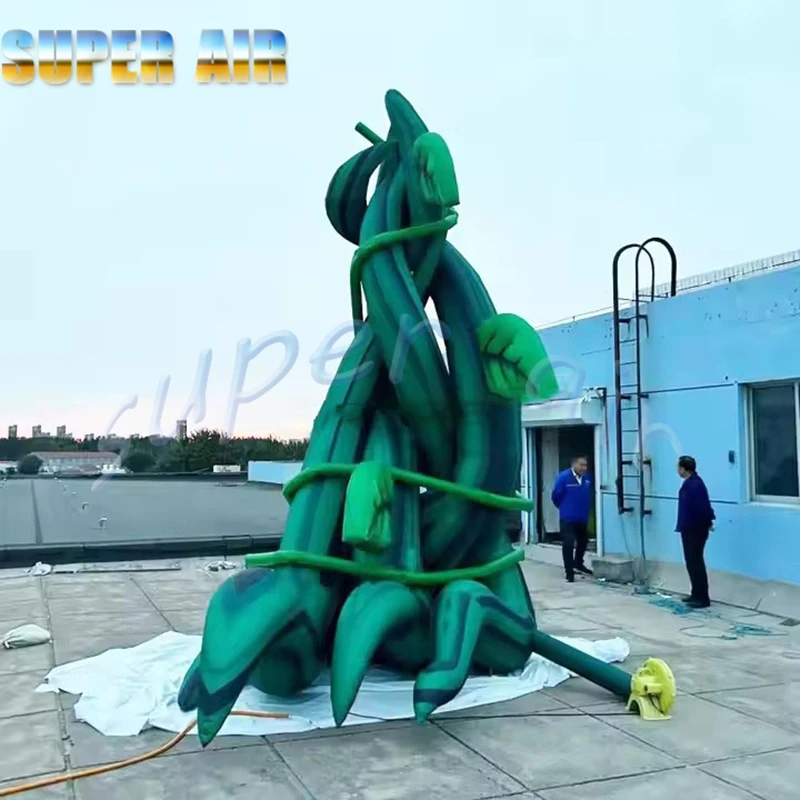 Creatief ontwerp groene podiumdecoratie opblaasbaar timbomodel met ventilator voor buitenfeest