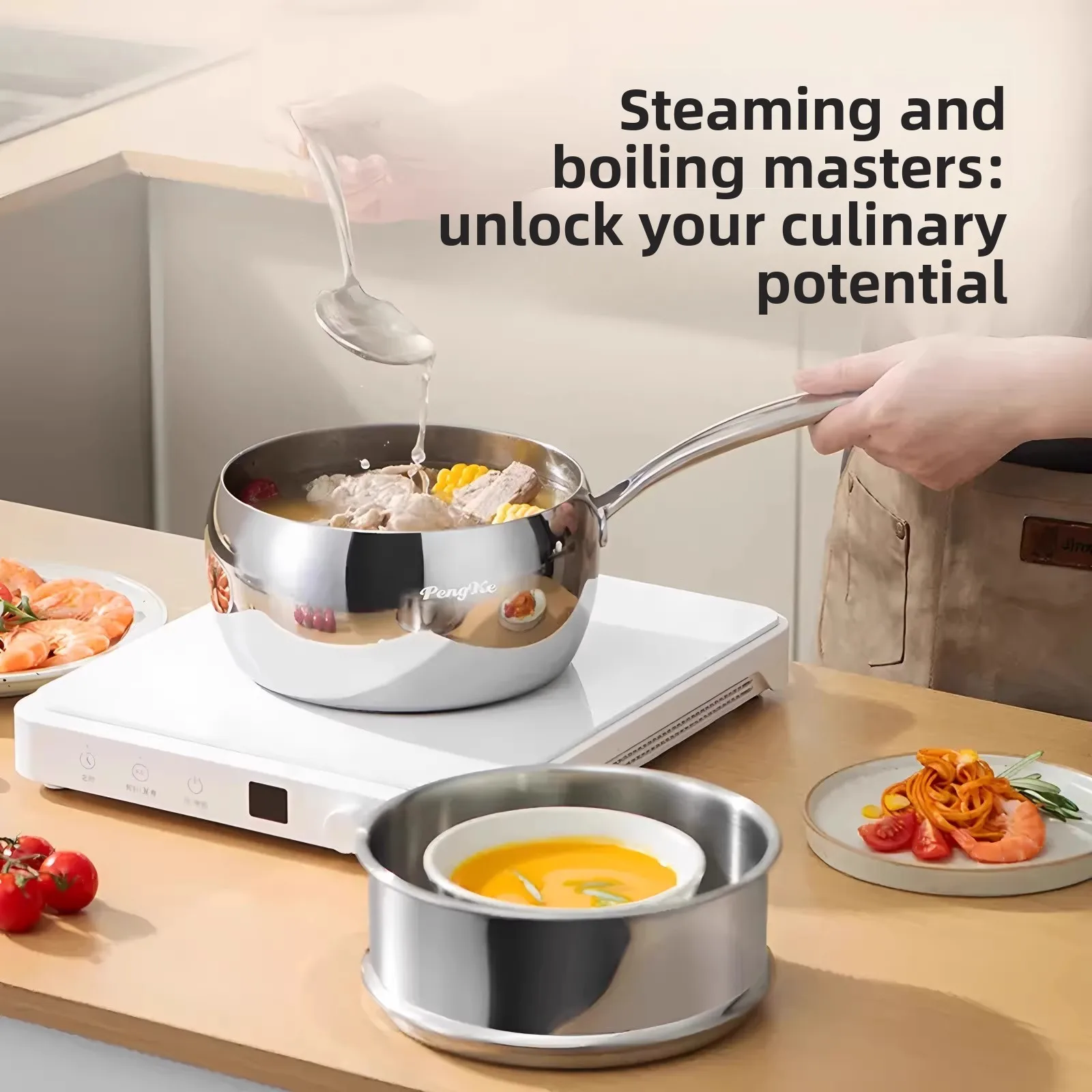 HYS Cooking Department The same stainless steel multifunctional household cooking pot, belly pot, stove universal uncoated
