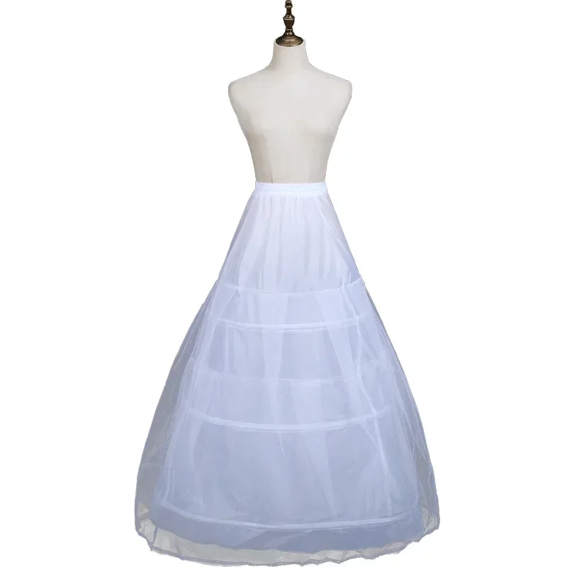 A-line3 Hoops Tulle Floor Length Petticoat Crinoline  Underskirt Slips Wedding Accessories