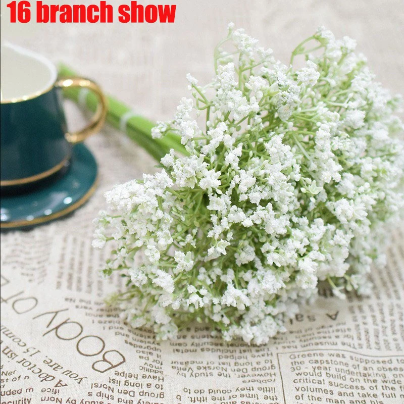 6Pcs Artificial Baby Breath Flowers Real Touch Silk Gypsophila Bouquets for Home Decor Wedding Decoration Craft Flower Wreath