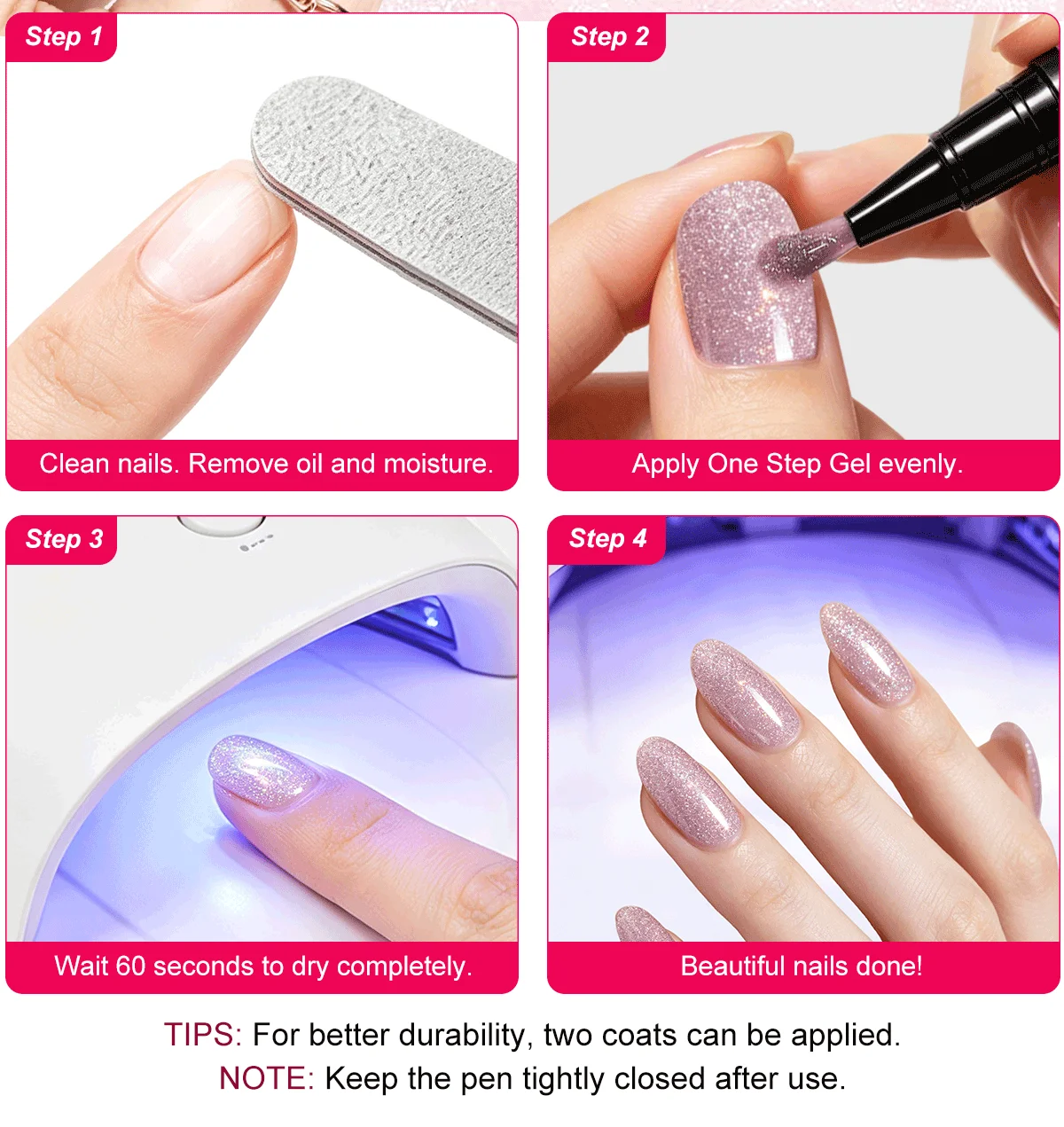 LIMEGIRL 3-IN-1 Glitzer One-Step Gel-Nagellackstift, keine Grundierung oder Top Coat erforderlich, schnelltrocknend, langanhaltend, UV-LED Glitzer-Nagelgelstift – Detail 5