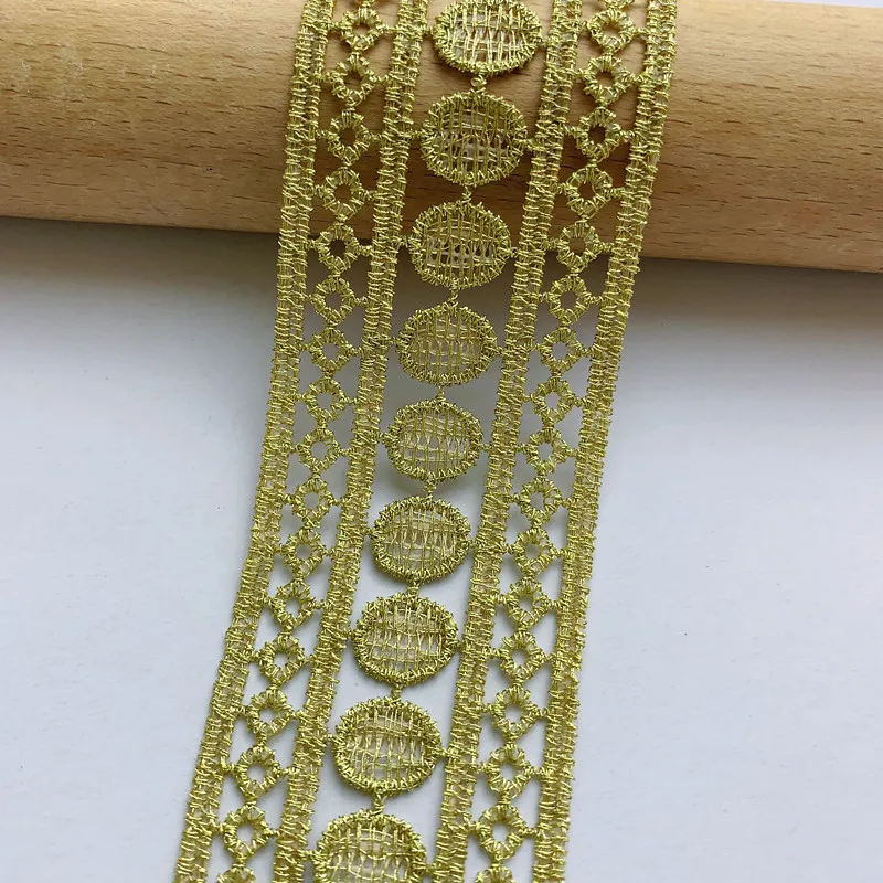 5m/16.4ft each pack super wide 4.5cm golden silk handmade sewing flower lace trims accessory curtain dresses hat edge decorate